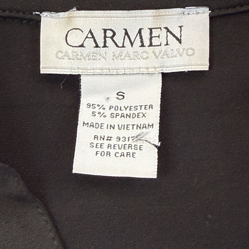 Carmen Marc Valvo Black Jersey Henley Blouse Silver Buttons S - Picture 5 of 7